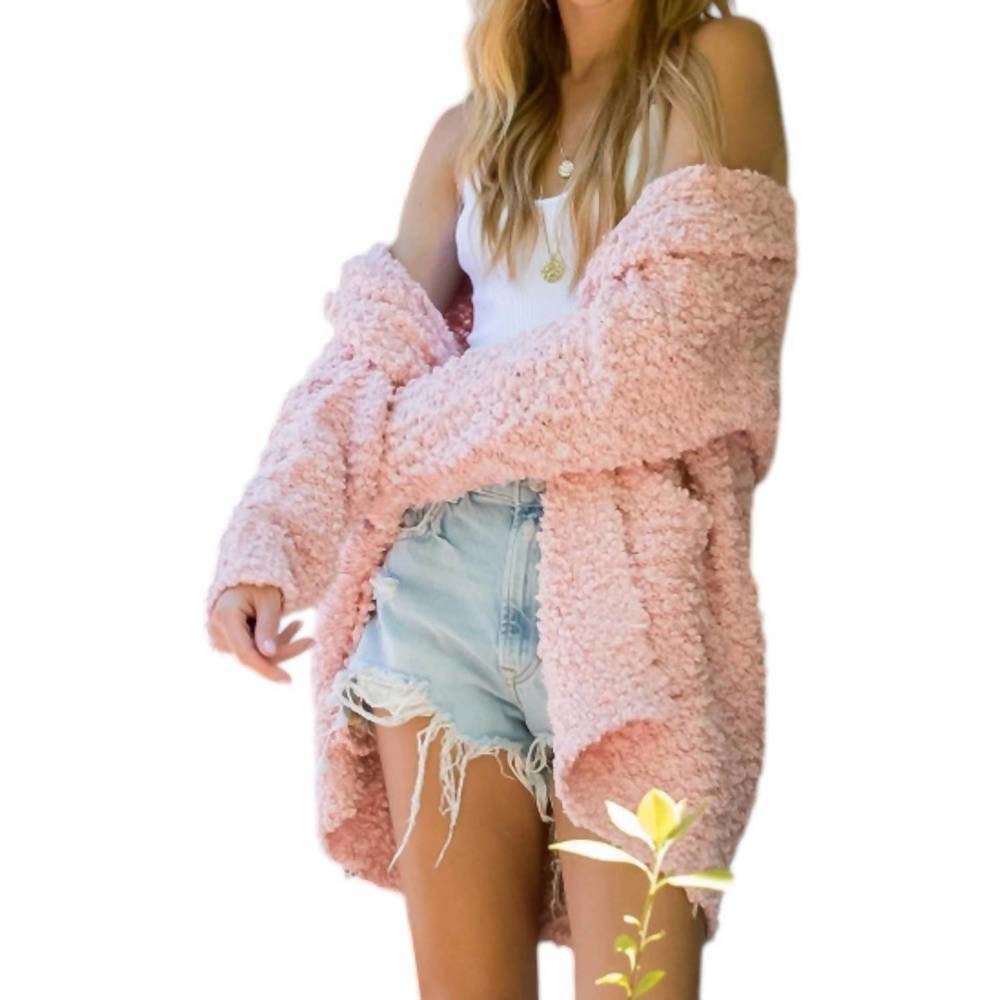 NEW BLUIVY fluffy boucle cardigan in blush